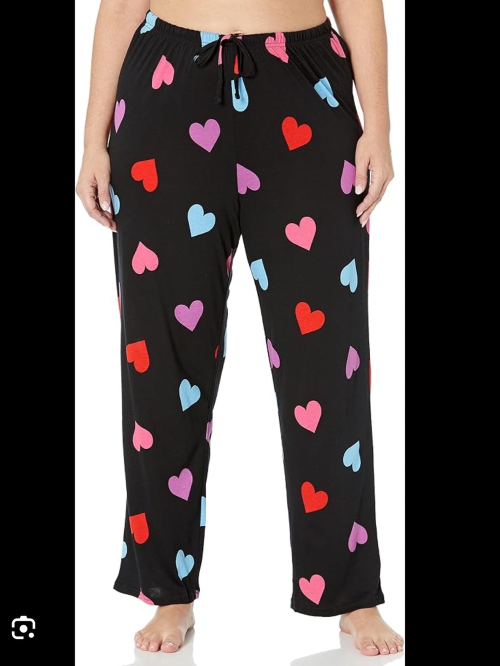 Avenue Black Lounge Pants with Red Pink Purple and Light Blue Hearts